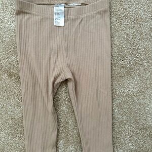 Kids Ribbed Beige Leggings